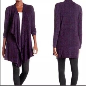 Barefoot Dreams Cardigan Womens S/M  Purple Bamboo Chic Lite Calypso Waterfall